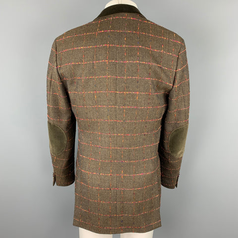 TED BAKER Size 38 Brown & Fuchsia Window Pane Wool Sport Coat