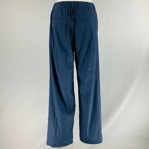 VINCE Pantalones de vestir sin cordones de mezcla de lino azul marino talla L
