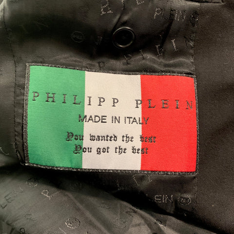PHILIPP PLEIN Size 42 Black Studded Polyester Wool Sport Coat