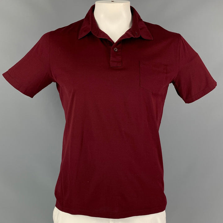 PRADA Size L Burgundy Short Sleeve Polo Shirt