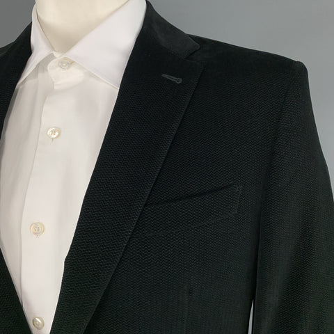 LOUIS VUITTON Taille 44 Manteau de sport à revers cranté en velours de coton noir texturé