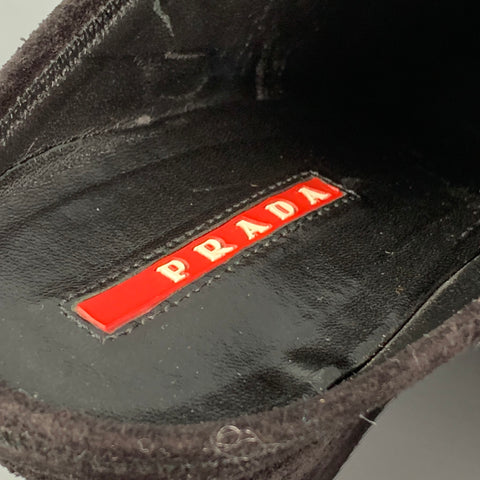PRADA Size 7.5 Black Suede Slip On Boots