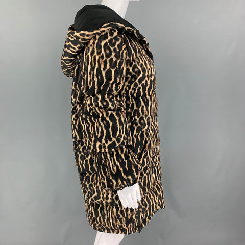 PAM &amp; GELA Taille S Tan Noir Polyester Animal Print Parka Coat