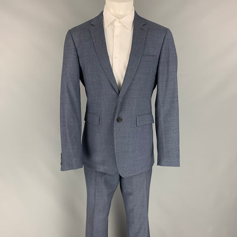 BURBERRY LONDON Size 40 Blue & Gray Textured Wool Single Breasted Suit