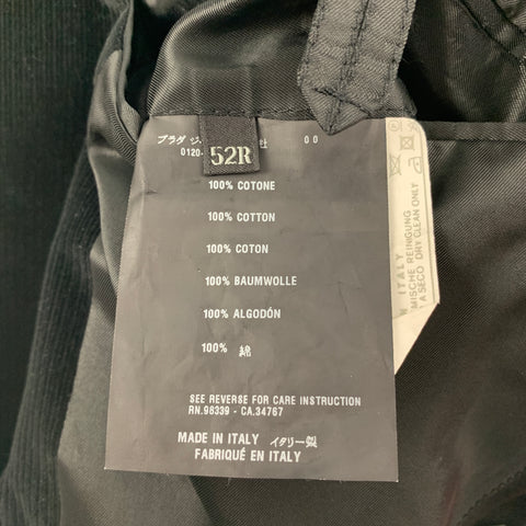 PRADA Size 42 Black Corduroy Cotton Notch Lapel Sport Coat