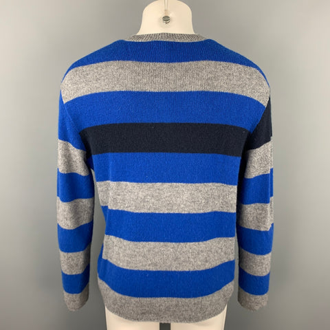 MARNI for H&M Size S Blue & Grey Stripe Cashmere Crew-Neck Sweater