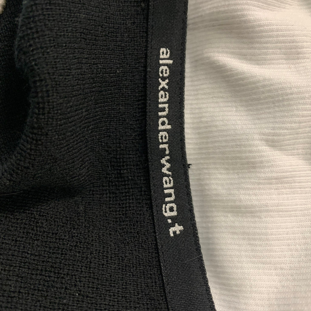 ALEXANDER WANG Taille L Pull à épaules dénudées en laine mérinos blanc noir