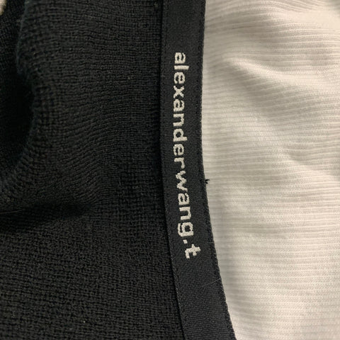 ALEXANDER WANG Size L Black White Merino Wool Off-Shoulder Pullover