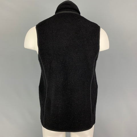 VISVIM Chaleco boa reversible con botones de lana texturizada negra talla M