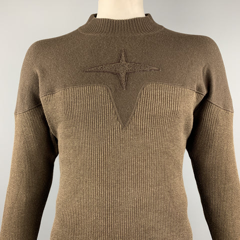 ARMAND BASI Size S Brown Ribbed Knit Wool Blend Pullover