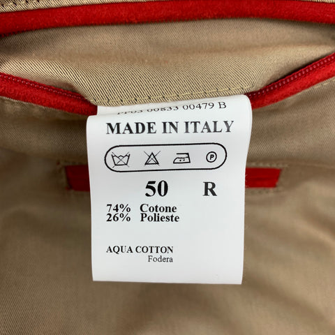ISAIA Size 40 Khaki Cotton / Polyester Hidden Placket Jacket