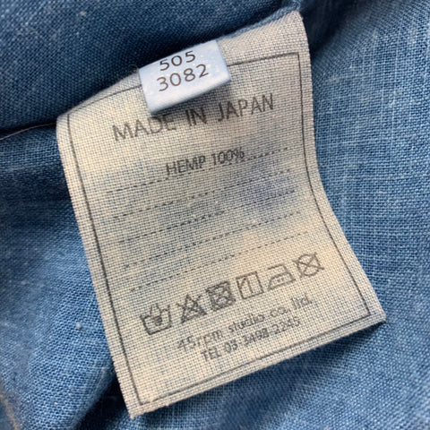 45rpm Ai Majotae Size XL Blue Hemp Button Up Long Sleeve Shirt