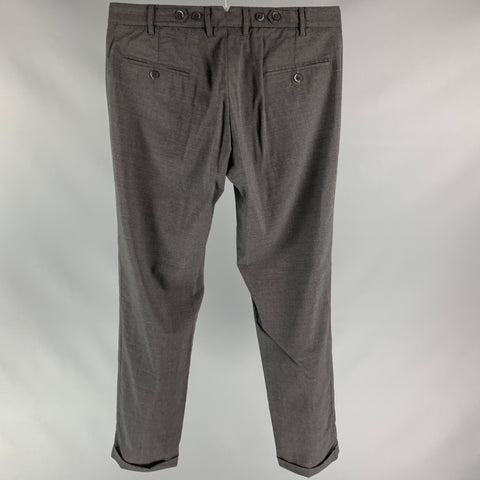 BARENA Taille 34 Pantalon habillé en laine / Lycra gris foncé à revers
