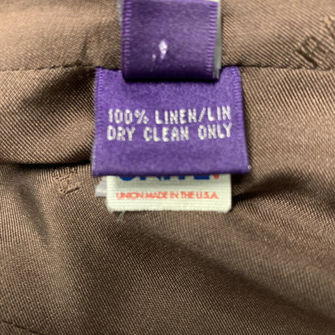 RALPH LAUREN 'COLLECTION by'  Size 6 Brown Linen Contrast Stitch  Blazer