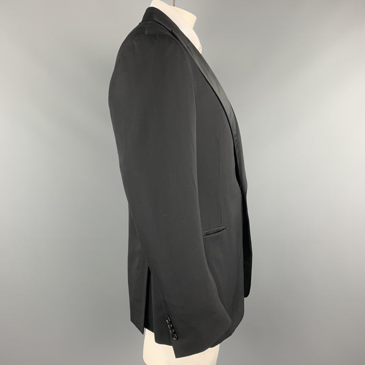 RALPH LAUREN Size 42 Black Wool Satin Peak Lapel Tuxedo Sport Coat