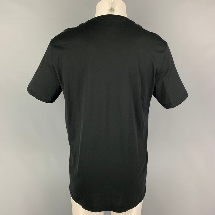 GIVENCHY Size S Black Cotton Applique Crew-Neck T-Shirt