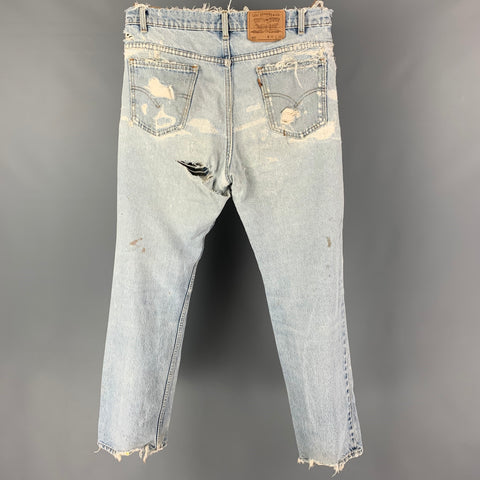 Vintage LEVI STRAUSS 517 Size 35 Blue Light Blue Distressed Cotton Jeans