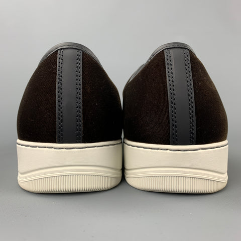 LANVIN Size 11 Brown & Black Color Block Velvet Cap Toe Sneakers