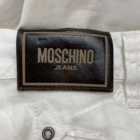 MOSCHINO JEANS Size 32 x 31 White Solid Linen Casual Pants