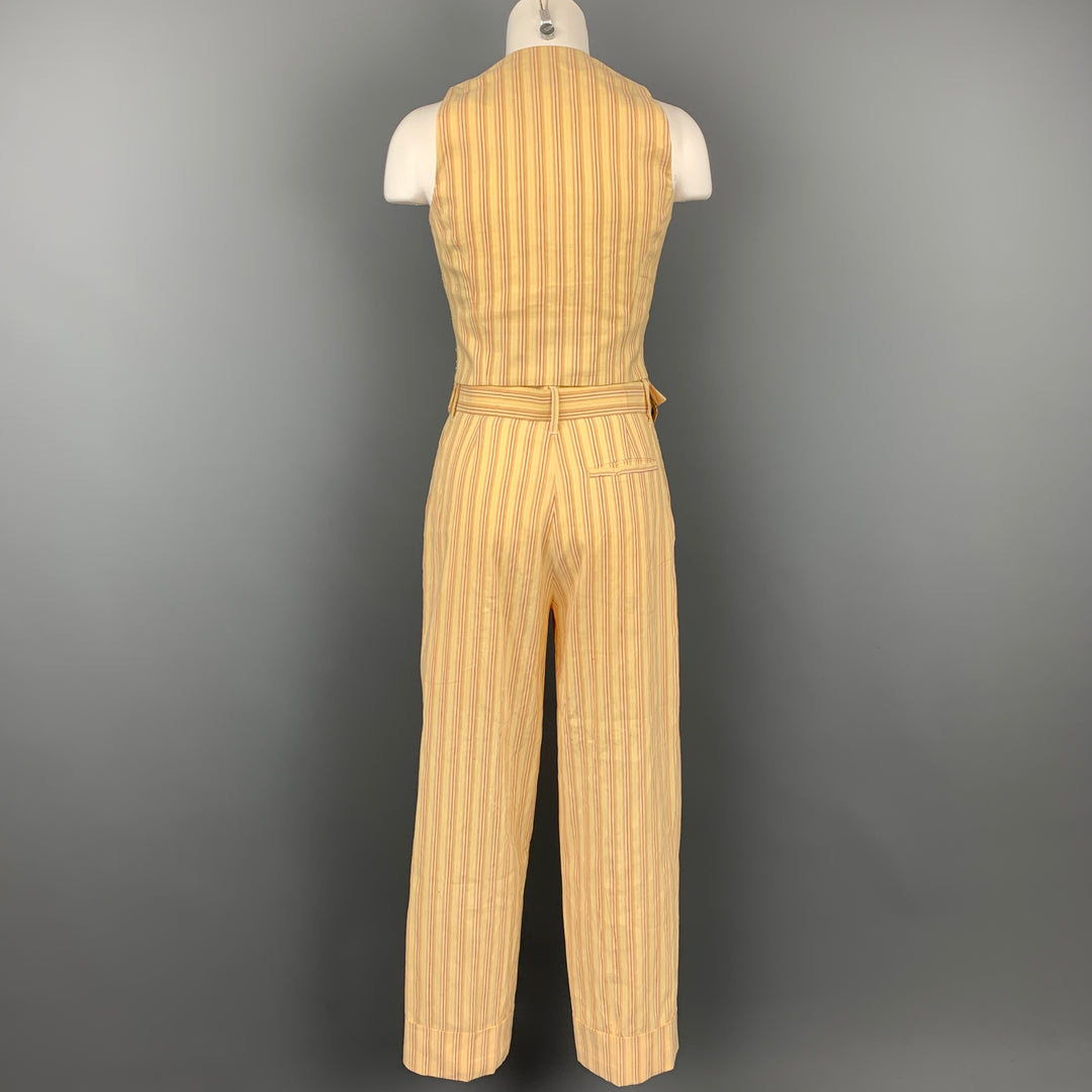 VIVIENNE WESTWOOD Spring 1995 Yellow Red Linen / Cotton Size Vest Pant Suit Set