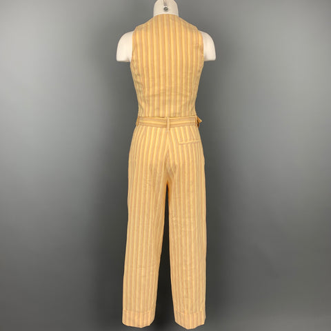 VIVIENNE WESTWOOD Spring 1995 Yellow Red Linen / Cotton Size Vest Pant Suit Set