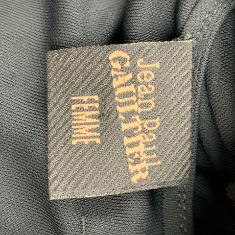 JEAN PAUL GAULTIER Taille 6 Robe portefeuille en cuir mélangé de tissus mélangés de rayonne noire et beige