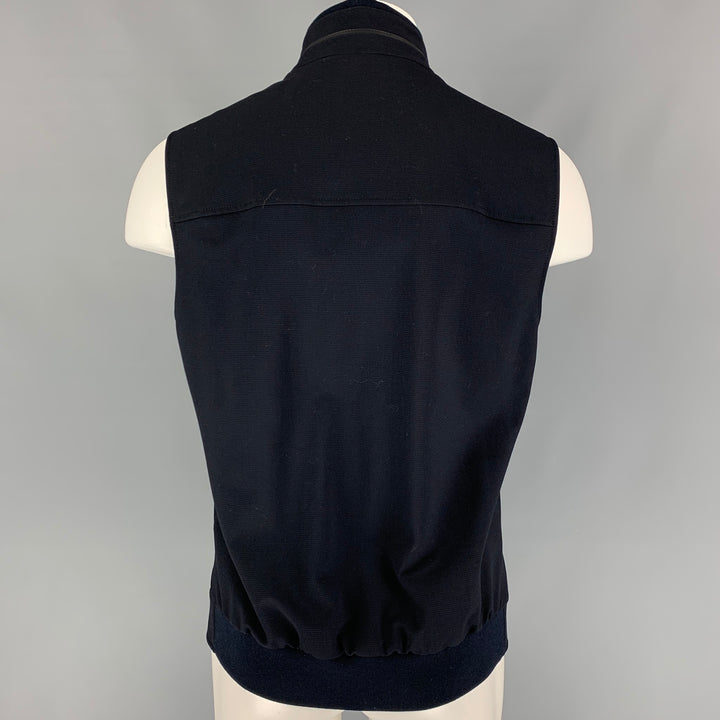 ERMENEGILDO ZEGNA Size 40 Navy Mohair Wool Zip Up Vest