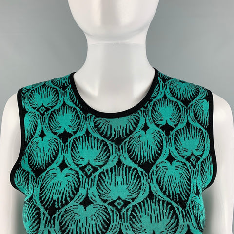 SOPHIE THEALLET Size L Blue Black Silk Abstract Sleeveless Dress