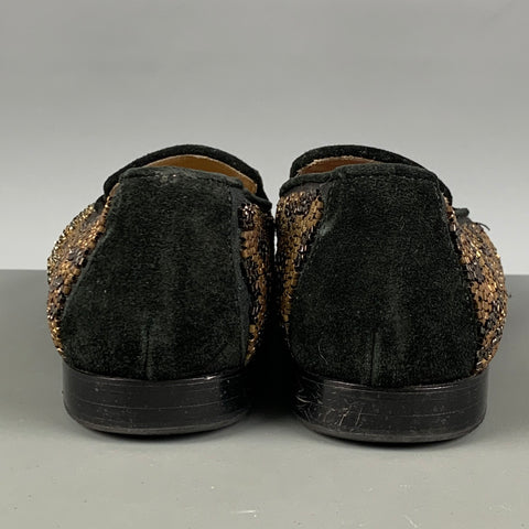 DONALD J PLINER Size 8.5 Black Gold Slip On Flats
