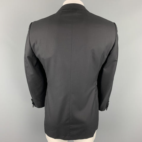 ERMENEGILDO ZEGNA Size 40 Regular Black Wool Peak Lapel Tuxedo