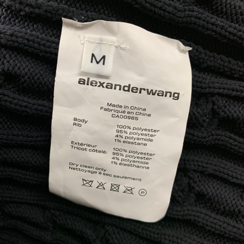 ALEXANDER WANG Size M Black Polyester Cable Knit Pencil Above Knee Skirt