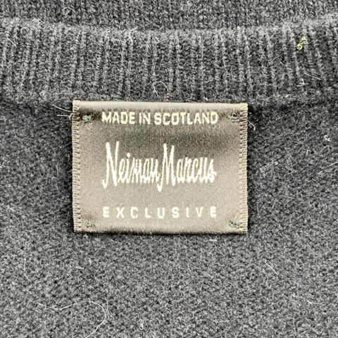 NEIMAN MARCUS Size M Black & Grey Argyle Cashmere V-Neck Sweater