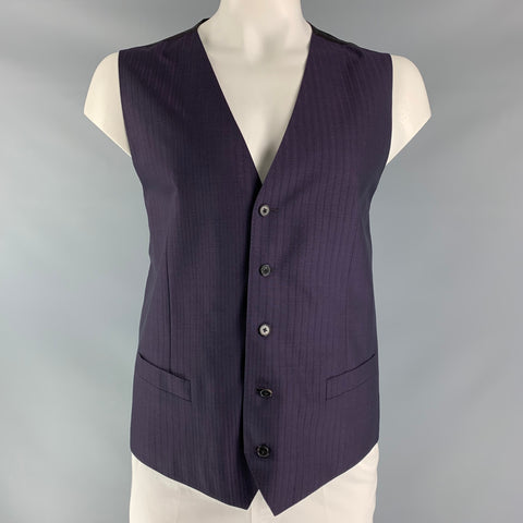 DOLCE &amp; GABBANA Talla 46 Chaleco de mohair y lana con rayas verticales morado