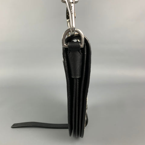 PAUL SMITH Black & Grey Animal Print Leather Mini Bag