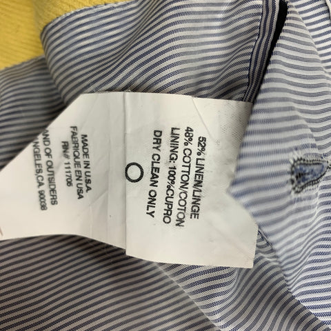 BAND OF OUTSIDErs Size 40 Yellow Linen / Cotton Notch Lapel Suit