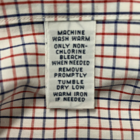 POLO by RALPH LAUREN Size L White, Red &  Blue Checkered Cotton Long Sleeve Shirt