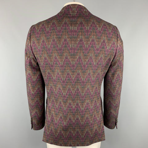 ETRO Chest Size 42 Print Multi-Color Wool Blend Notch Lapel Sport Coat