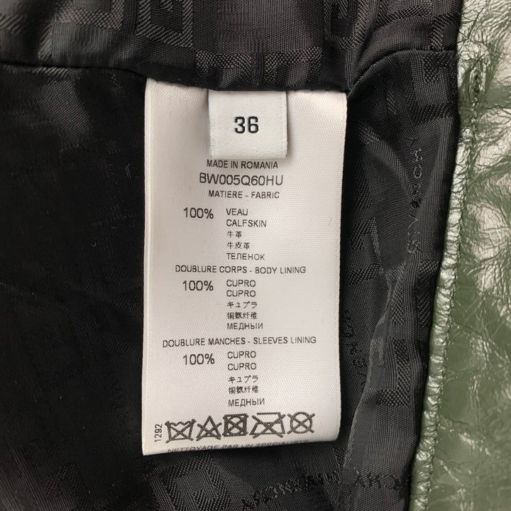 GIVENCHY Size 4 Green Leather Calfskin Biker Jacket