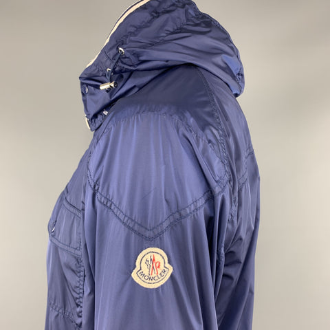 MONCLER Gustave Size XL Navy Solid Nylon Zip & Snaps Size Jacket