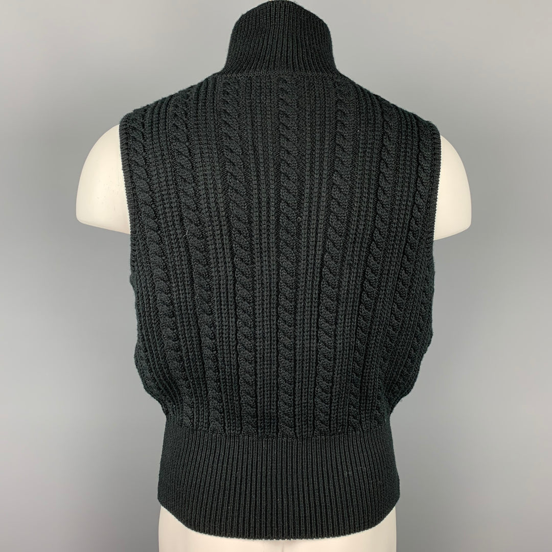 vintage JUNIOR GAULTIER Taille M Laine tricotée noire / Gilet col roulé acrylique