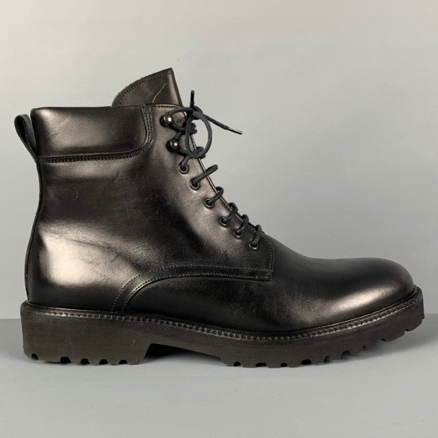 BARNEY'S NEW YORK Size 10 Black Leather Lace Up Combat Boots