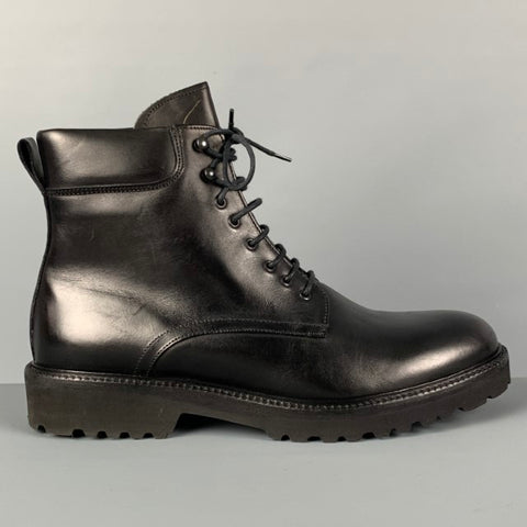 BARNEY'S NEW YORK Size 10 Black Leather Lace Up Combat Boots