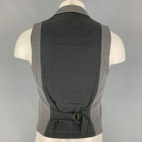RAG & BONE Size M Grey Black Woven Merino Wool Notch Lapel Vest
