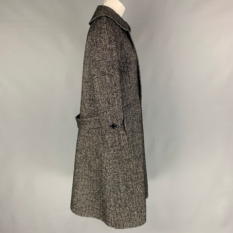 COMME des GARCONS TRICOT Size M Black White Wool Blend Herringbone Coat