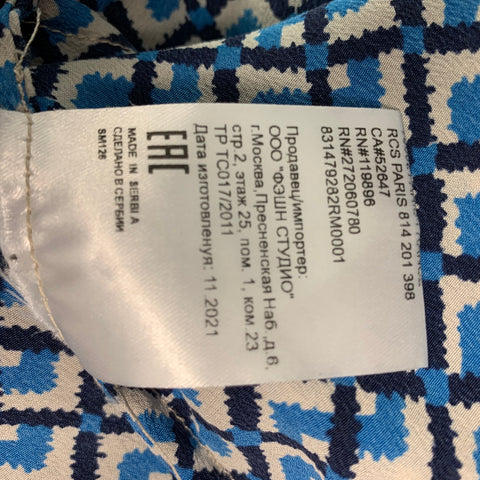 GERARD DAREL Size XL Blue &  White Silk Abstract Shirt dress Dress