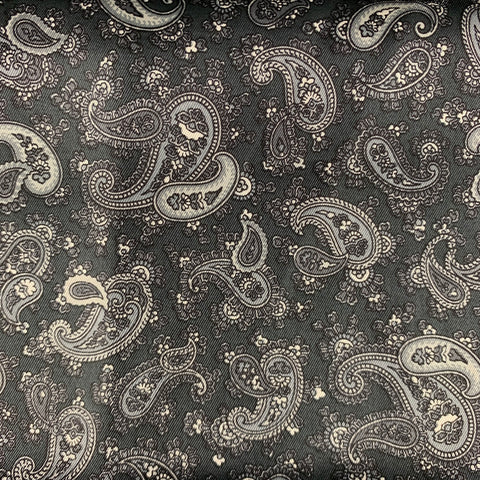 CHRISTIAN DIOR Black White & Grey Paisley Silk Satin Pocket Square