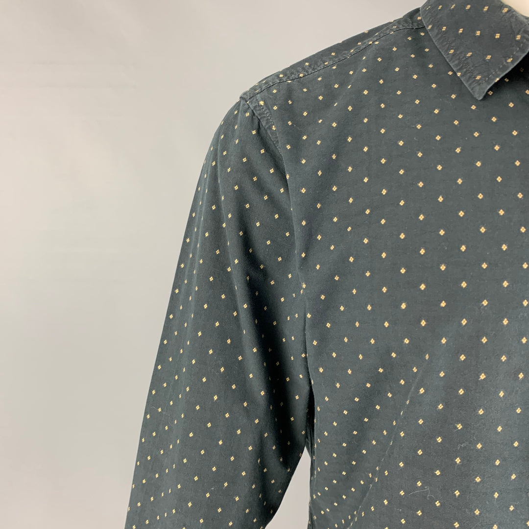 LIFE / AFTER / DENIM Size M Black Yellow Embroidery Cotton Long Sleeve Shirt