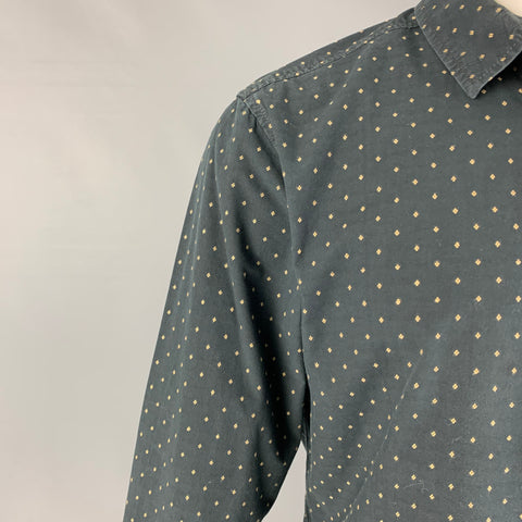 LIFE / AFTER / DENIM Size M Black Yellow Embroidery Cotton Long Sleeve Shirt