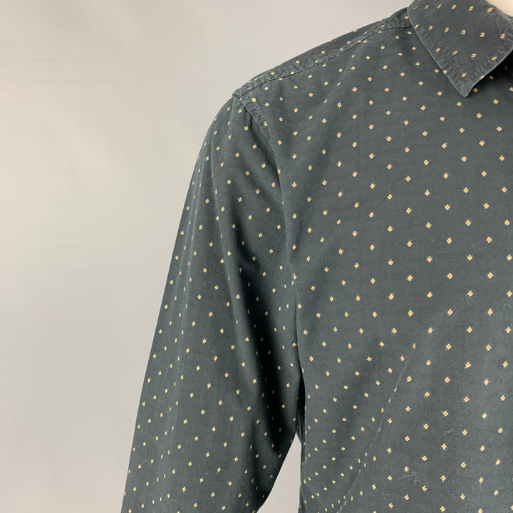 LIFE / AFTER / DENIM Size M Black Yellow Embroidery Cotton Long Sleeve Shirt