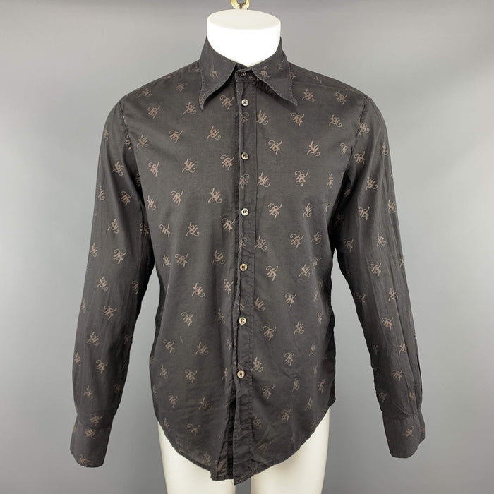 MAISON MARTIN MARGIELA Size M Cotton Black & Beige Long Sleeve Shirt